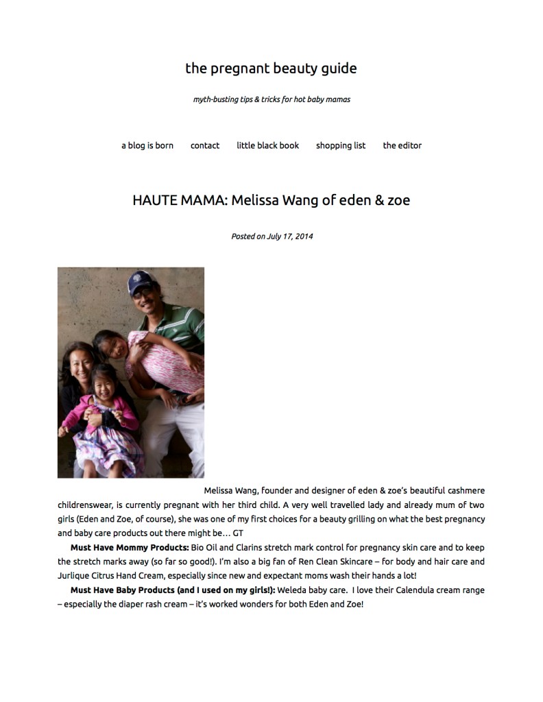 HAUTE MAMA: Melissa Wang of eden & zoe | the pregnant beauty guide